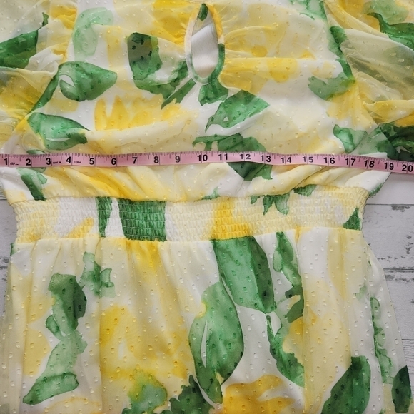 DKNY Flutter-Sleeve Clip-Dot Smock-Waist Dress Size 12 NWT - Picture 8 of 15